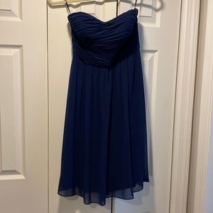 Donna Morgan Navy Strapless Chiffon Dress